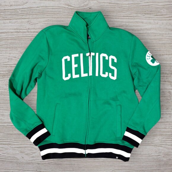 NEW 47 Boston Celtics Embroidered Fleece Full Zip Jacket Sweater Sweatshirt L